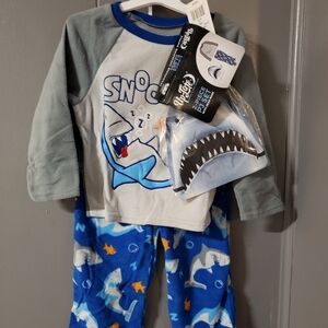 STAY up late boys 2 piece pajamas withheld Mask